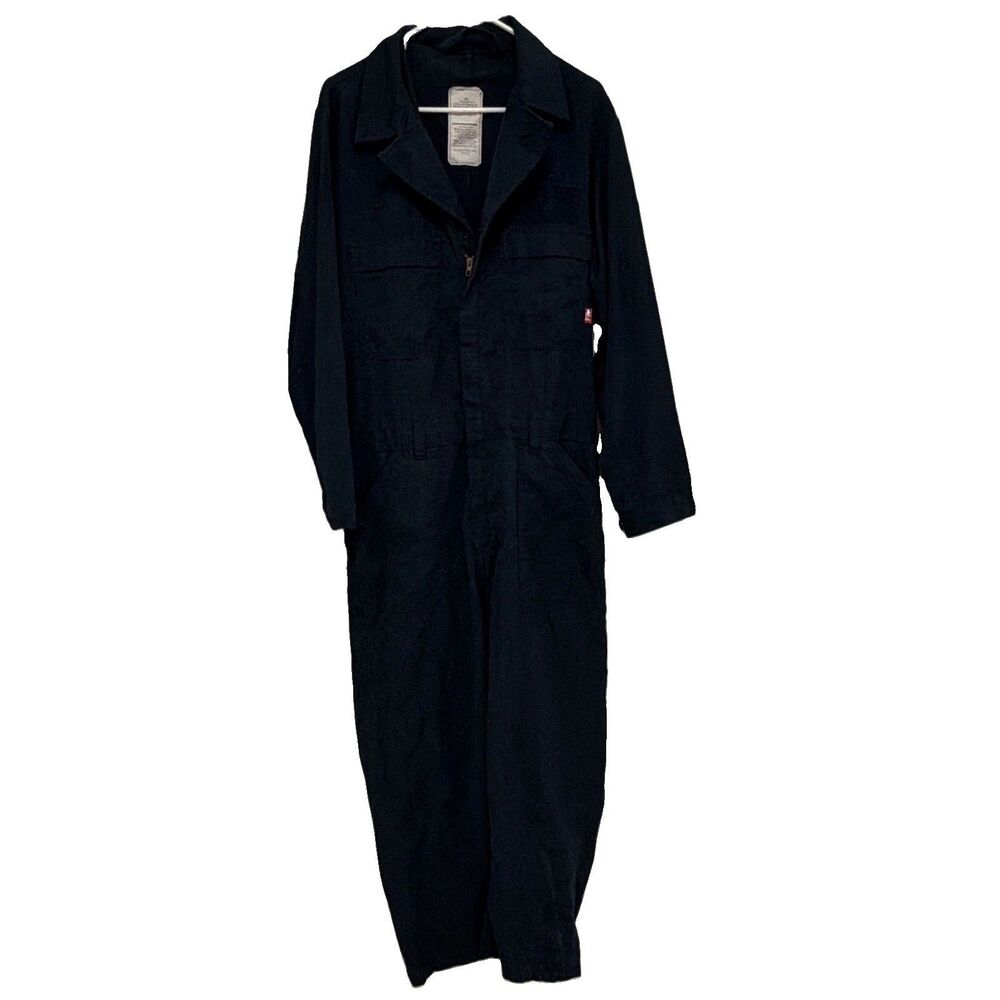 42L Men's Navy Blue Flight Suit Coveralls Fire Resistant Utility Zip Pockets